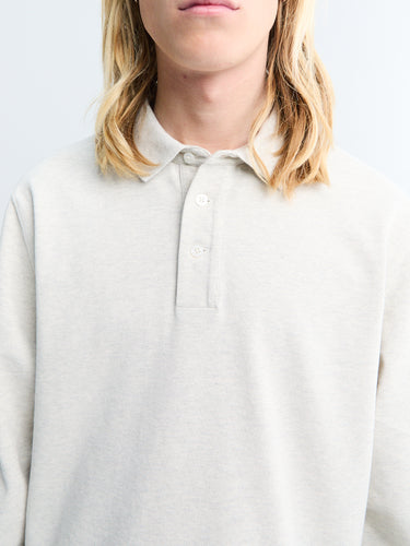 Noah - Long Sleeve Pique Polo in Light Heather