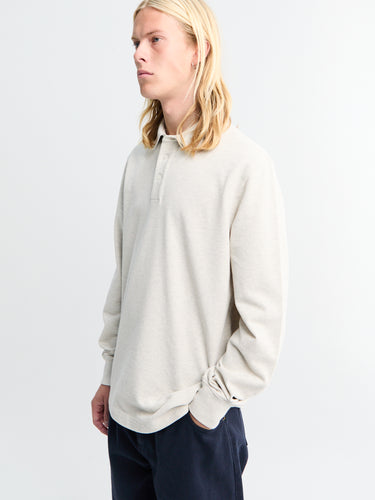 Noah - Long Sleeve Pique Polo in Light Heather