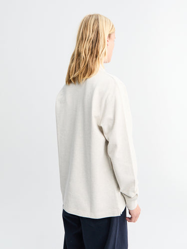 Noah - Long Sleeve Pique Polo in Light Heather