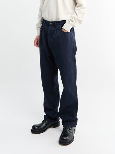 Brushed Back Pleated Jeans i Dark Navy