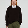 Noah - V-Neck Shaker Stitch Sweater in Brown