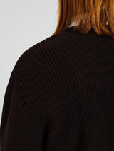 Noah - V-Neck Shaker Stitch Sweater in Brown
