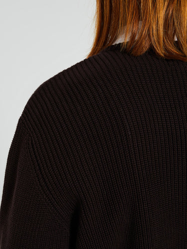 Noah - V-Neck Shaker Stitch Sweater in Brown
