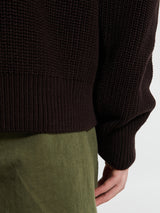 Noah - V-Neck Shaker Stitch Sweater in Brown
