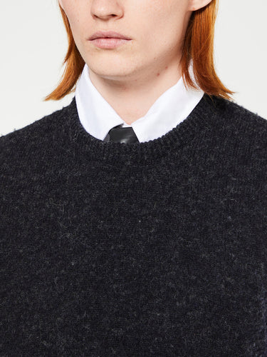 Noah - Shetland Crew Sweater Vest in Charcoal