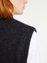 Noah - Shetland Crew Sweater Vest in Charcoal