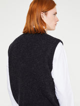 Noah - Shetland Crew Sweater Vest in Charcoal
