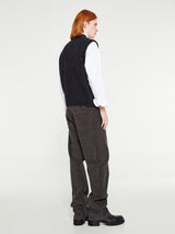 Noah - Shetland Crew Sweater Vest in Charcoal
