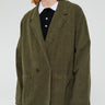 Noah - Double Breasted Cotton Jacket in Dark Olive