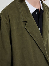 Noah - Double Breasted Cotton Jacket in Dark Olive