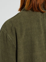 Noah - Double Breasted Cotton Jacket in Dark Olive