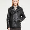 Noah - Leather Peacoat with Cashball Fill in Black