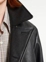 Noah - Leather Peacoat with Cashball Fill in Black