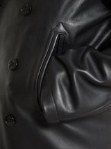 Noah - Leather Peacoat with Cashball Fill in Black