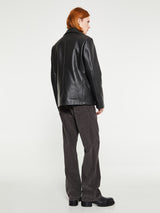 Noah - Leather Peacoat with Cashball Fill in Black