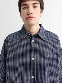 Norse Projects - Espevik Check Oversized Shirt in Dark Navy
