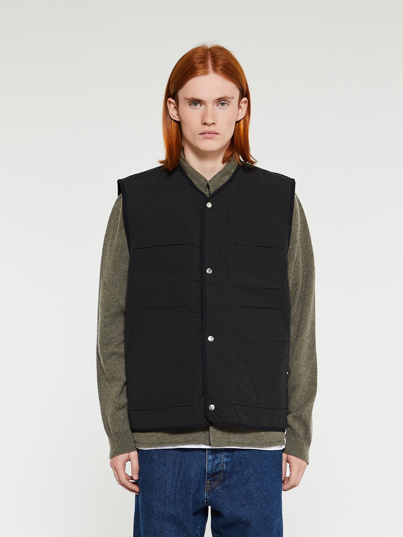Norse Projects - Peter Waxed Nylon Insulated Vest in Black