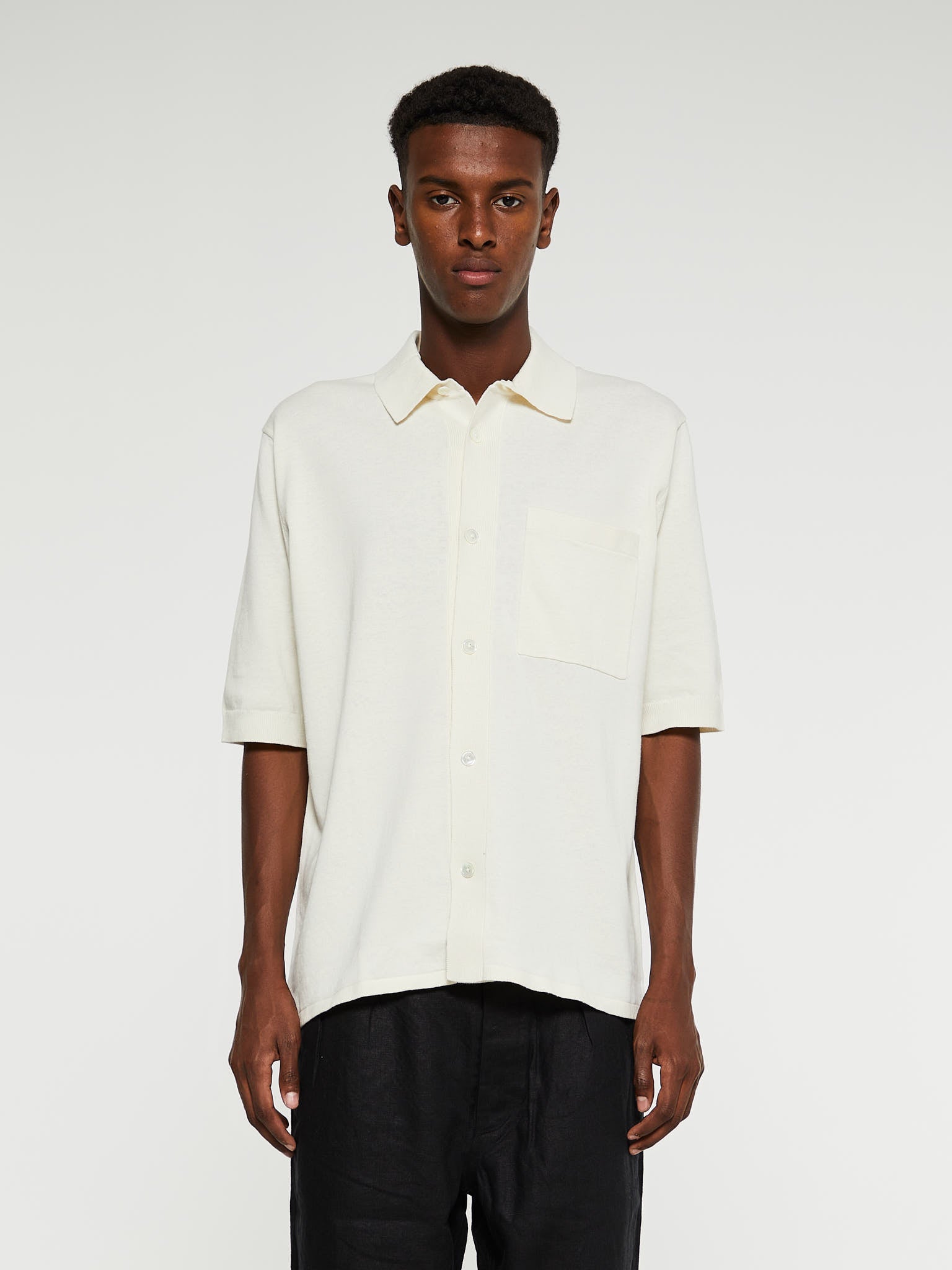 Rollo Cotton Linen Short Sleeved Shirt in Kit White