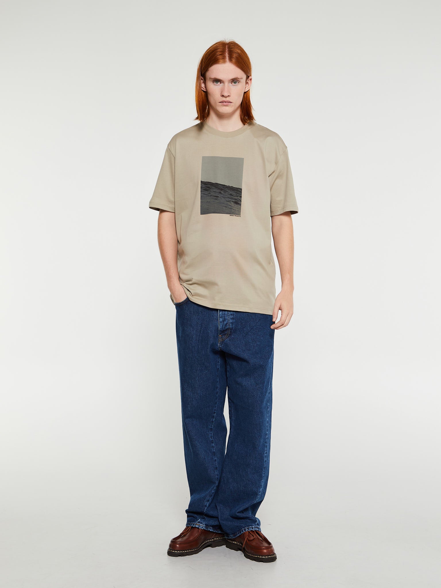 Norse Projects - Johannes Organic Waves Print T-Shirt in Sand