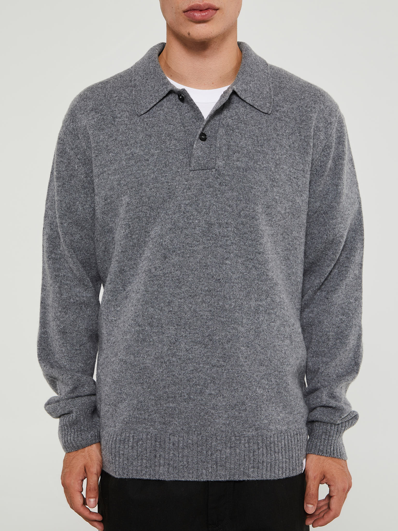 Norse Projects - Standard Merino Lambswool Polo in Grey Melange