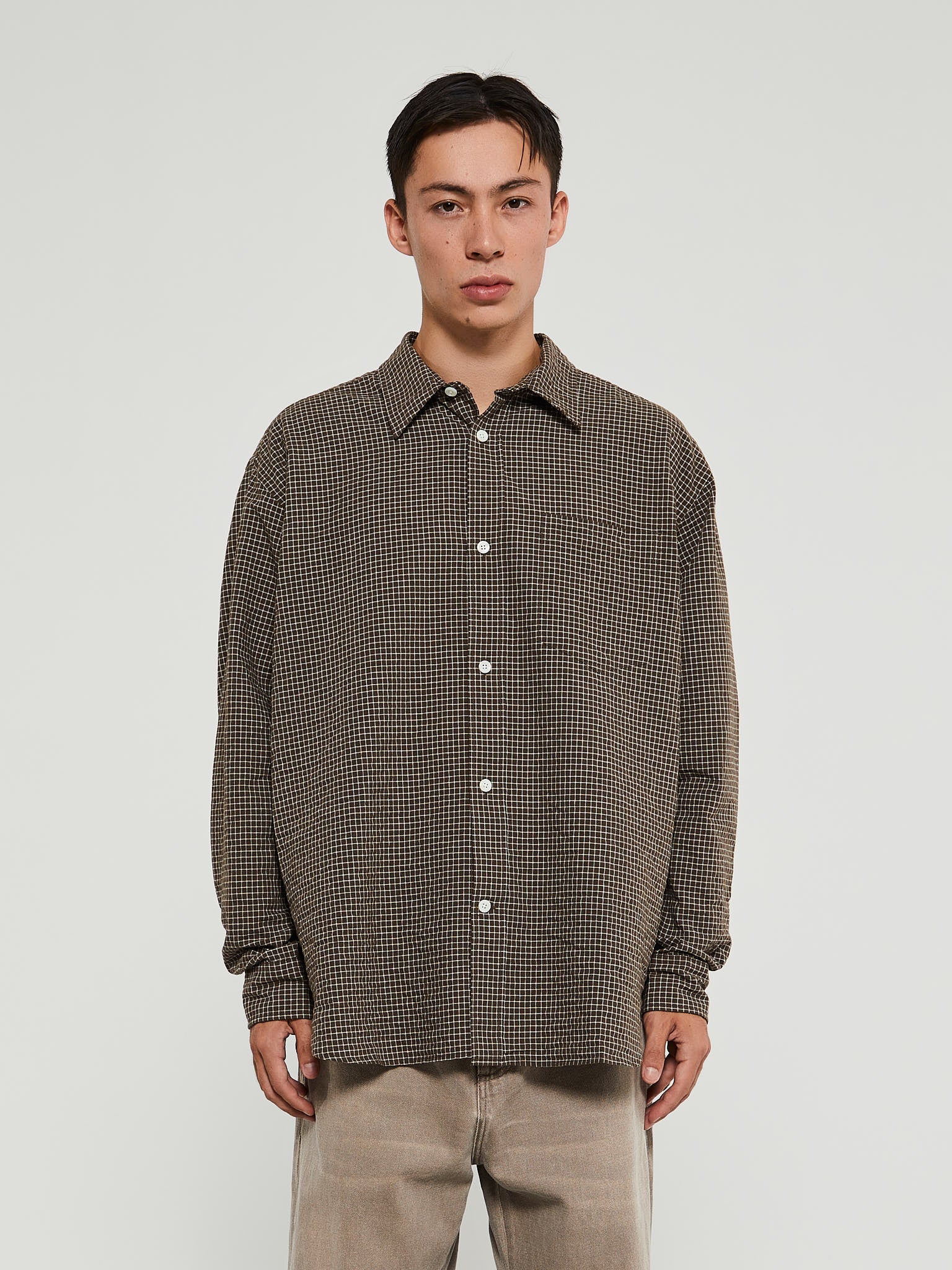 Norse Projects - Mo Check Oversized Shirt in Brown