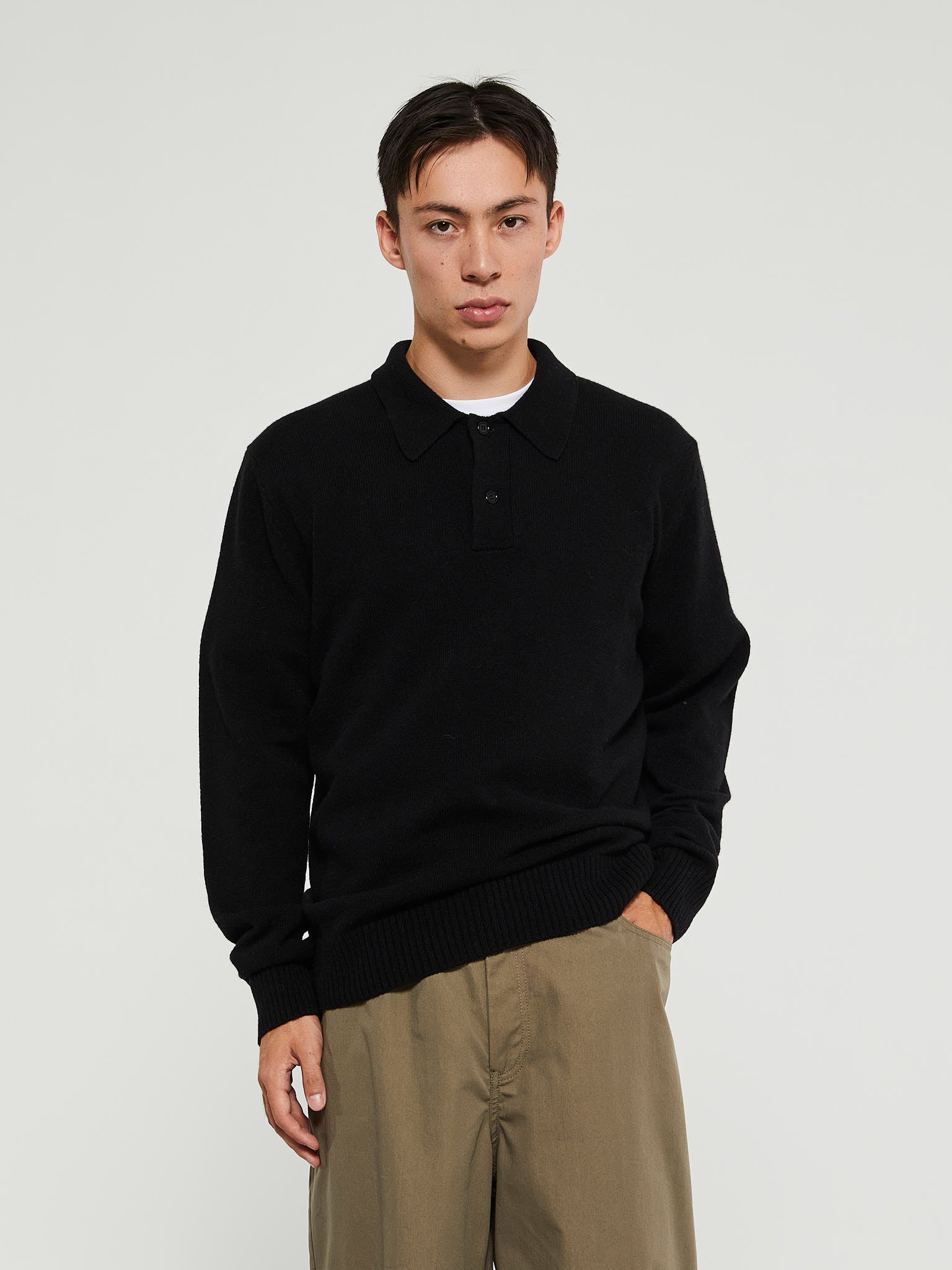 Norse Projects - Standard Merino Lambswool Polo in Black