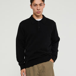 Norse Projects - Standard Merino Lambswool Polo in Black