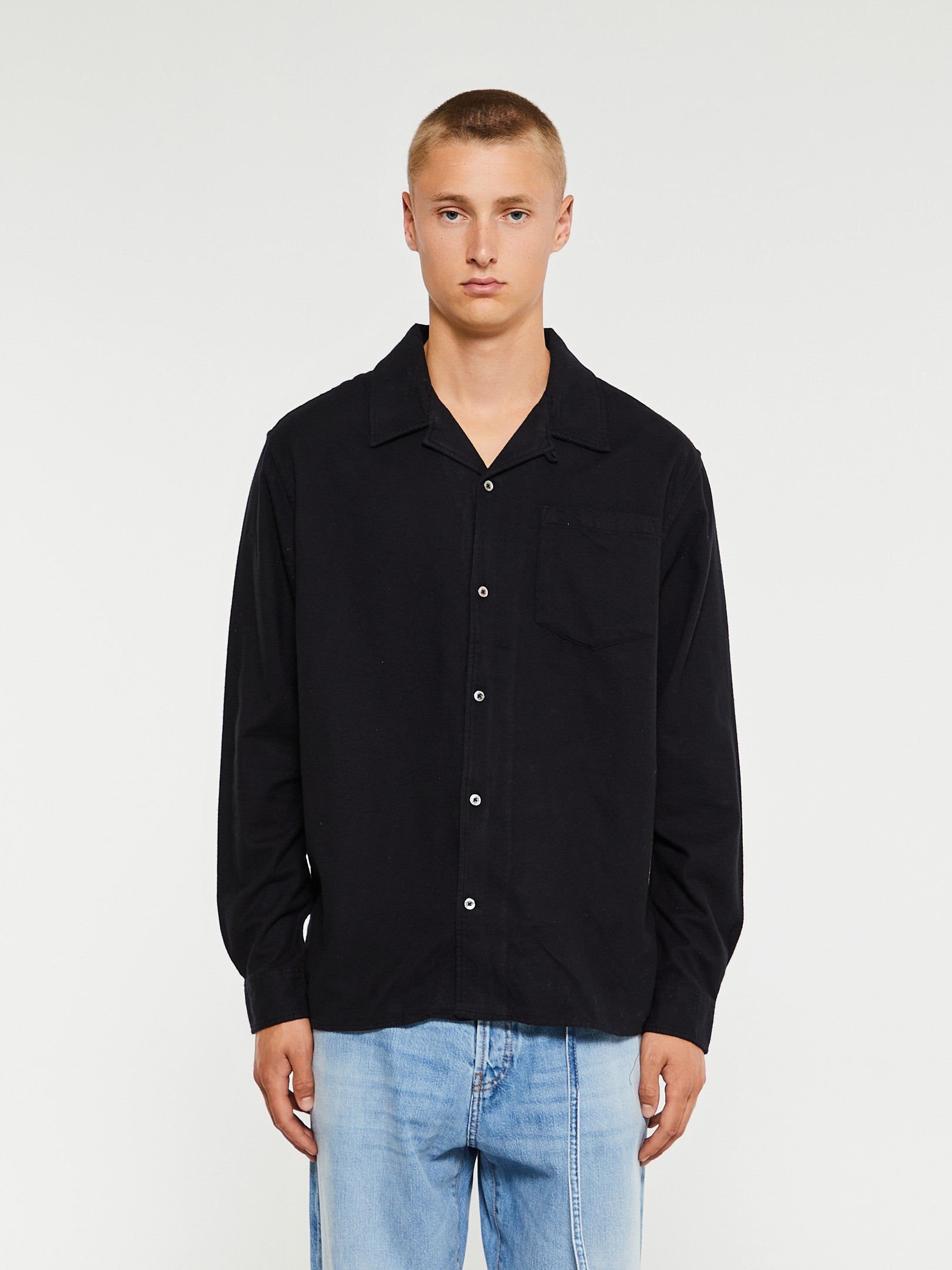 Norse Projects - Carsten Organic Flannel Shirt in Black