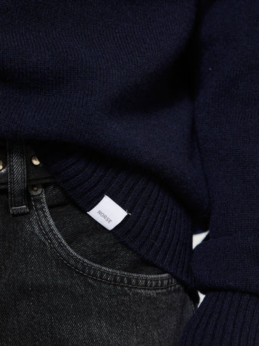 Norse Projects - Standard Merino Lambswool Polo in Dark Navy