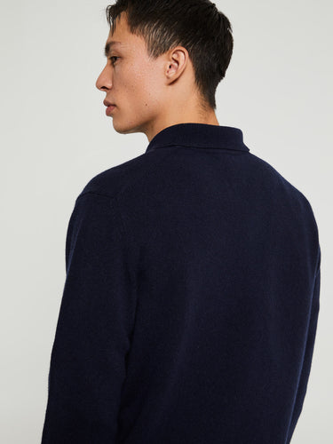 Norse Projects - Standard Merino Lambswool Polo in Dark Navy