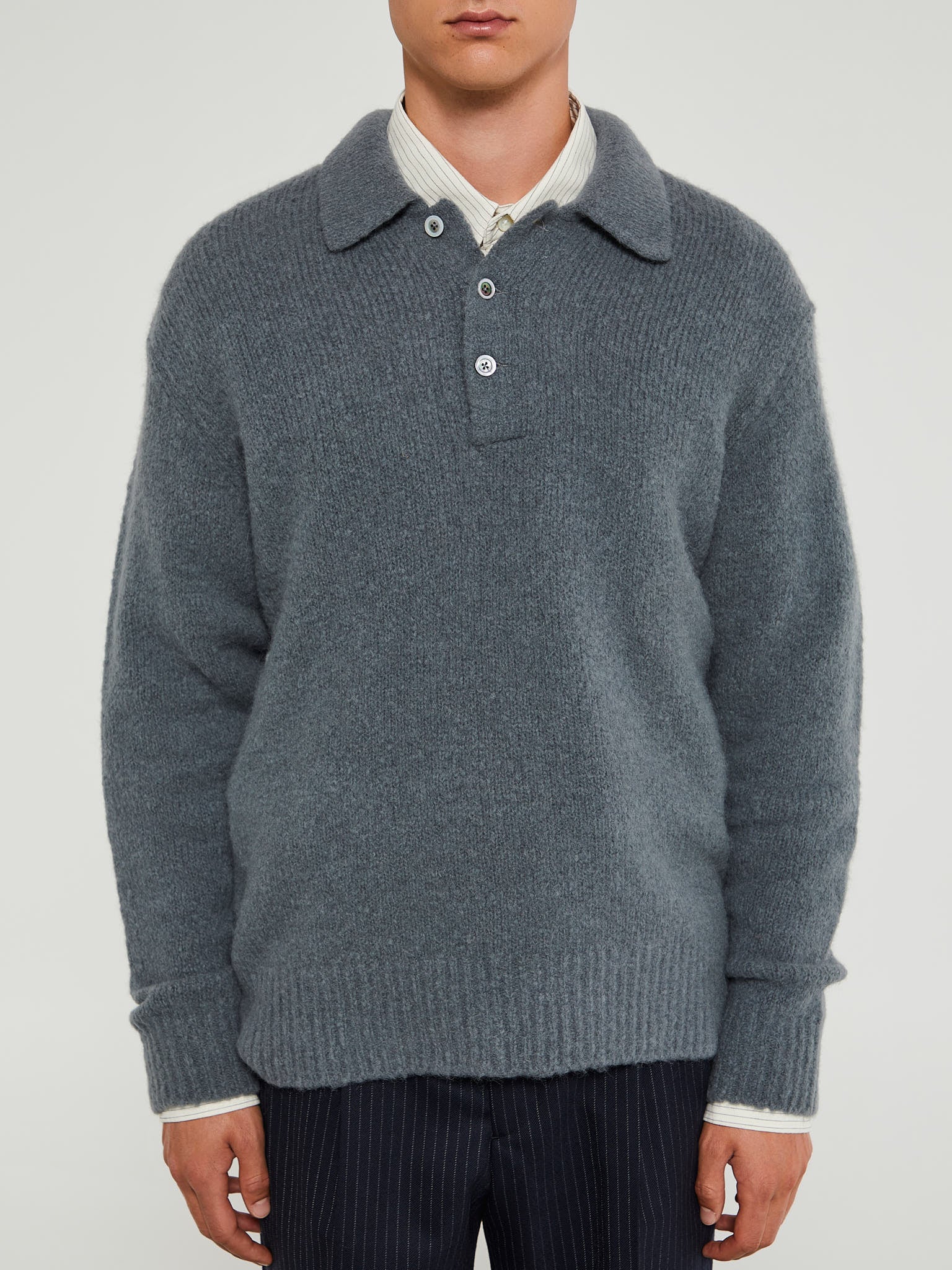 Norse Projects - Rasmus Relaxed Brushed Polo in Mouse Grey