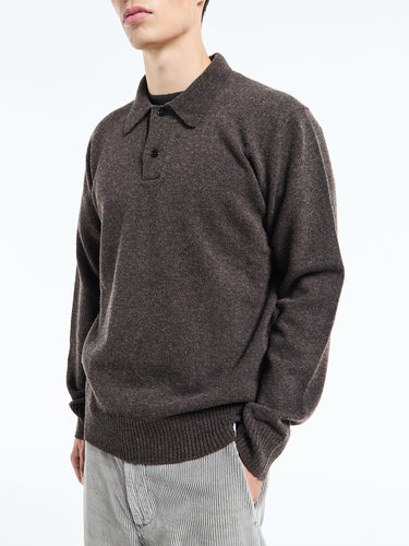 Norse Projects - Standard Merino Lambswool Polo in Heathland Brown