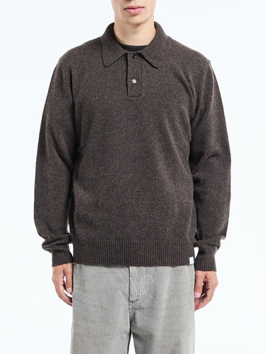 Norse Projects - Standard Merino Lambswool Polo in Heathland Brown