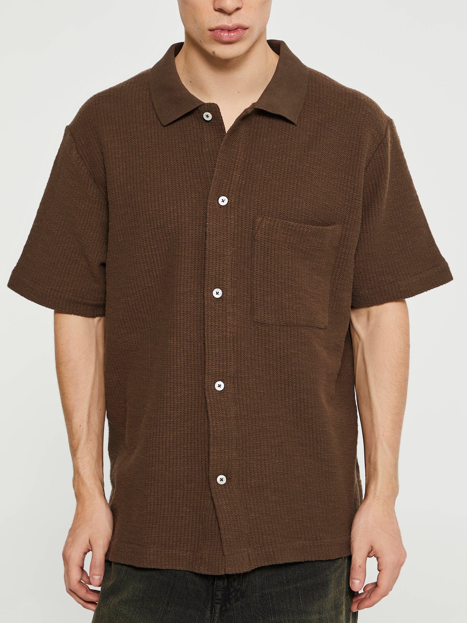 Norse Projects - Gustav Crochet Jersey Shirt in Chestnut