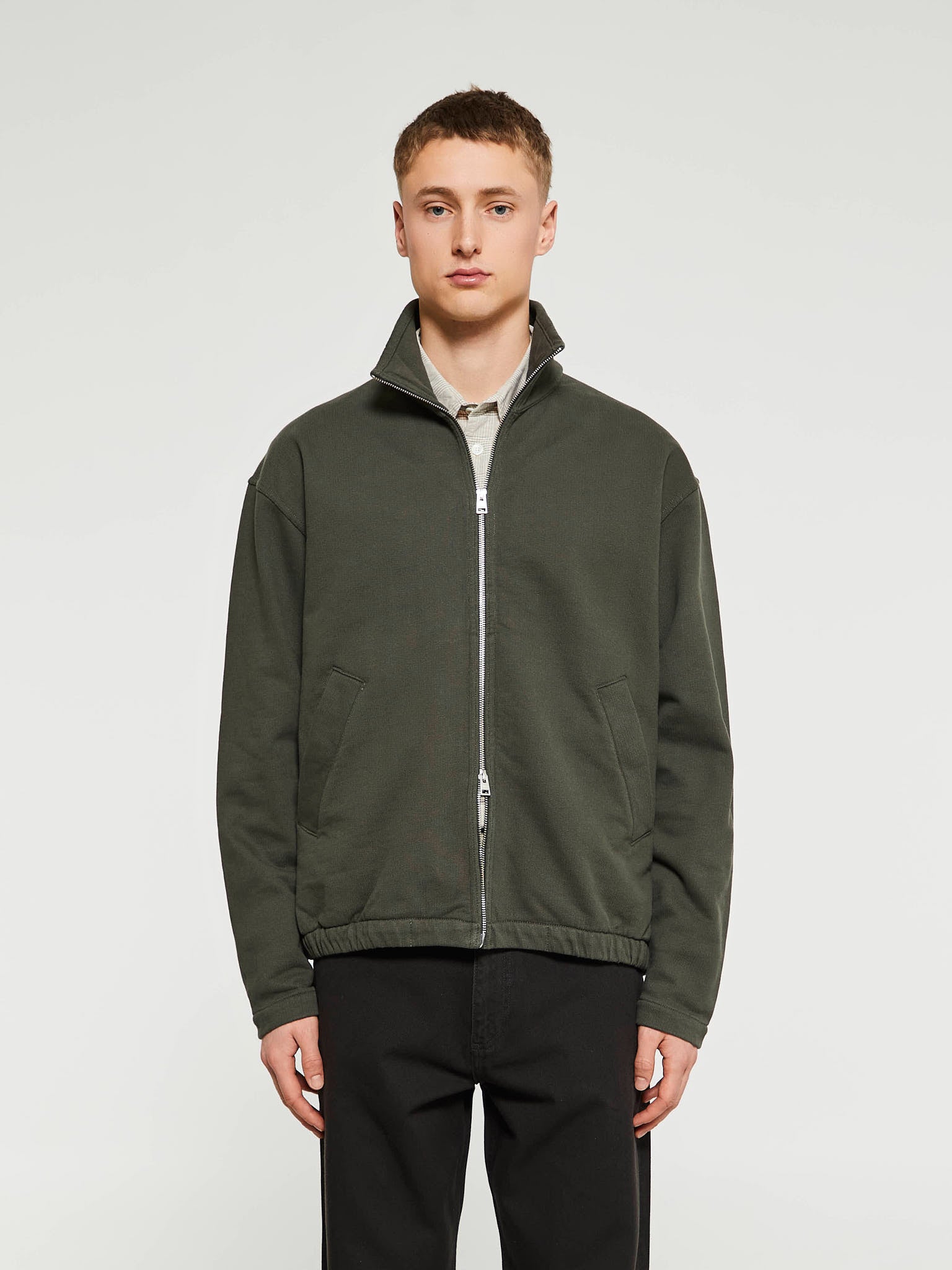 Norse Projects - Bjorn Relaxed Organic Loopback Track Jacket in Black Olive