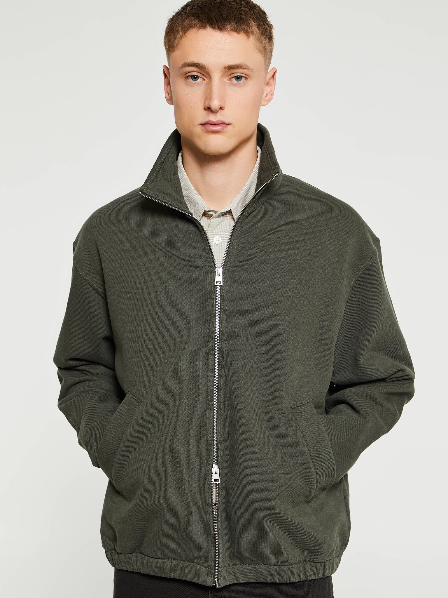 Norse Projects - Bjorn Relaxed Organic Loopback Track Jacket in Black Olive