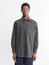 Norse Projects - Ole Oversized Wool Check Shirt in Charcoal Grey