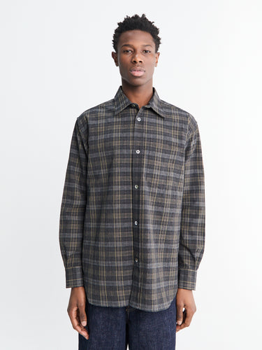 Norse Projects - Ole Oversized Wool Check Shirt in Charcoal Grey