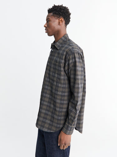 Norse Projects - Ole Oversized Wool Check Shirt in Charcoal Grey
