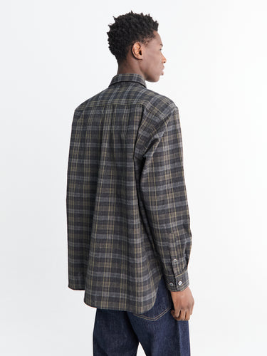 Norse Projects - Ole Oversized Wool Check Shirt in Charcoal Grey