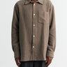 Norse Projects - Ole Oversized Wool Stripe Shirt in Seal Brown