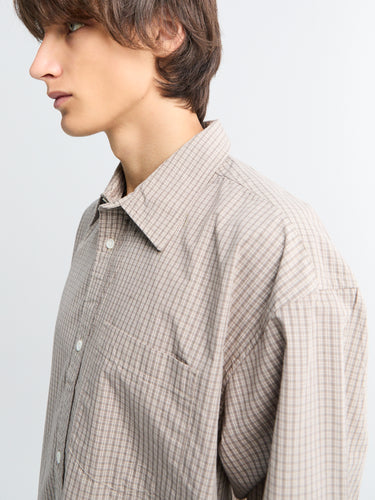 Norse Projects - Ole Oversized Poplin Check Shirt in Walnut