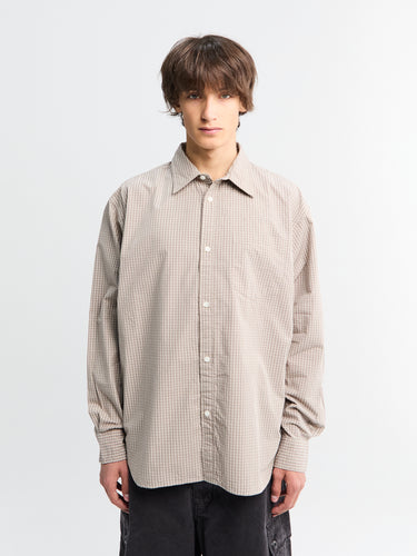 Norse Projects - Ole Oversized Poplin Check Shirt in Walnut