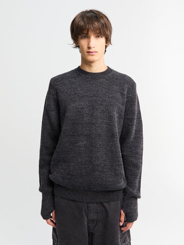 Norse Projects - Henning Cotton Wool Rib Sweater in Dark Grey Melange