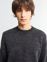 Norse Projects - Henning Cotton Wool Rib Sweater in Dark Grey Melange