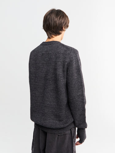 Norse Projects - Henning Cotton Wool Rib Sweater in Dark Grey Melange