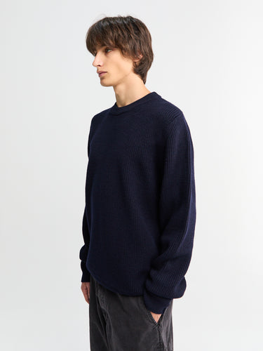 Norse Projects - Henning Cotton Wool Rib Sweater in Dark Navy