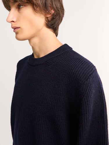 Norse Projects - Henning Cotton Wool Rib Sweater in Dark Navy