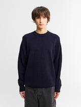 Norse Projects - Henning Cotton Wool Rib Sweater in Dark Navy