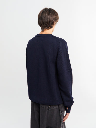 Norse Projects - Henning Cotton Wool Rib Sweater in Dark Navy